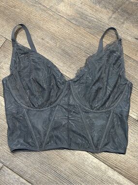Gilly Hicks Hollister Blue Cropped Corset Top Size Medium Curvy